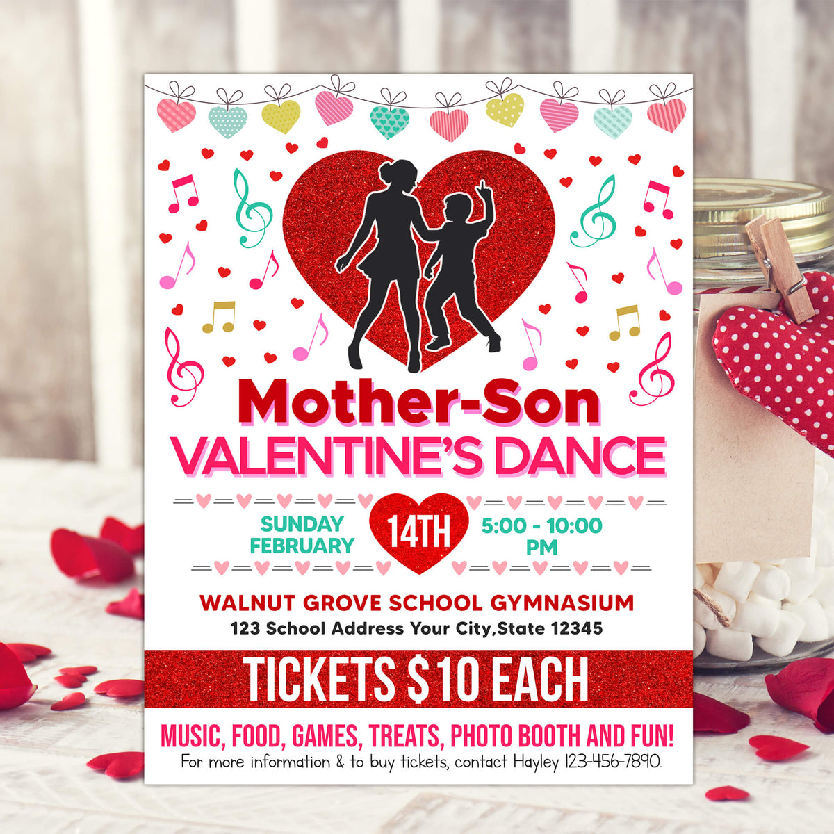 Customizable Mother and Son Valentine's Dance Flyer Template | School ...