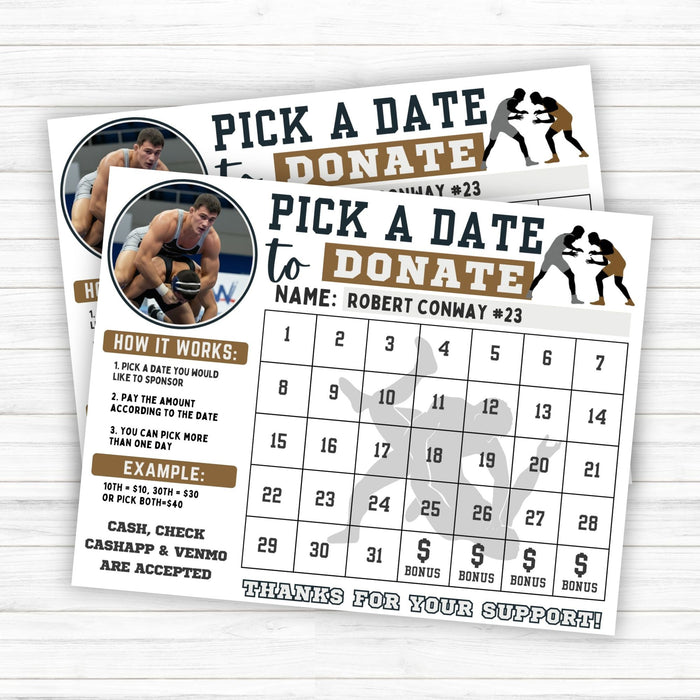 Wrestling booster club pick a date to donate calendar