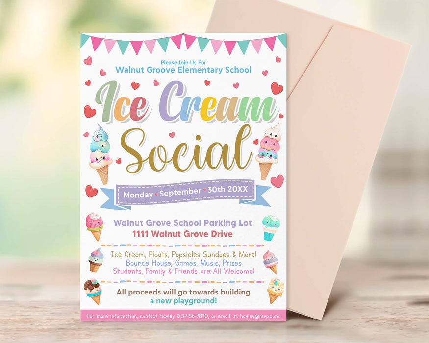Invitation Social Program Customizable Ice Cream Social Party Invitation Template | Ice Cream ...