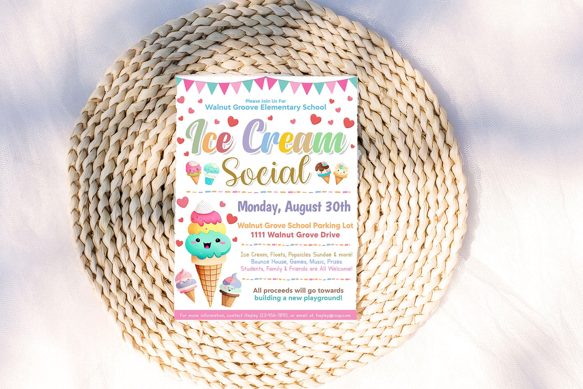 Invitation Social Program DIY Ice Cream Social Party Invite Template | Summer Ice Cream Party ...
