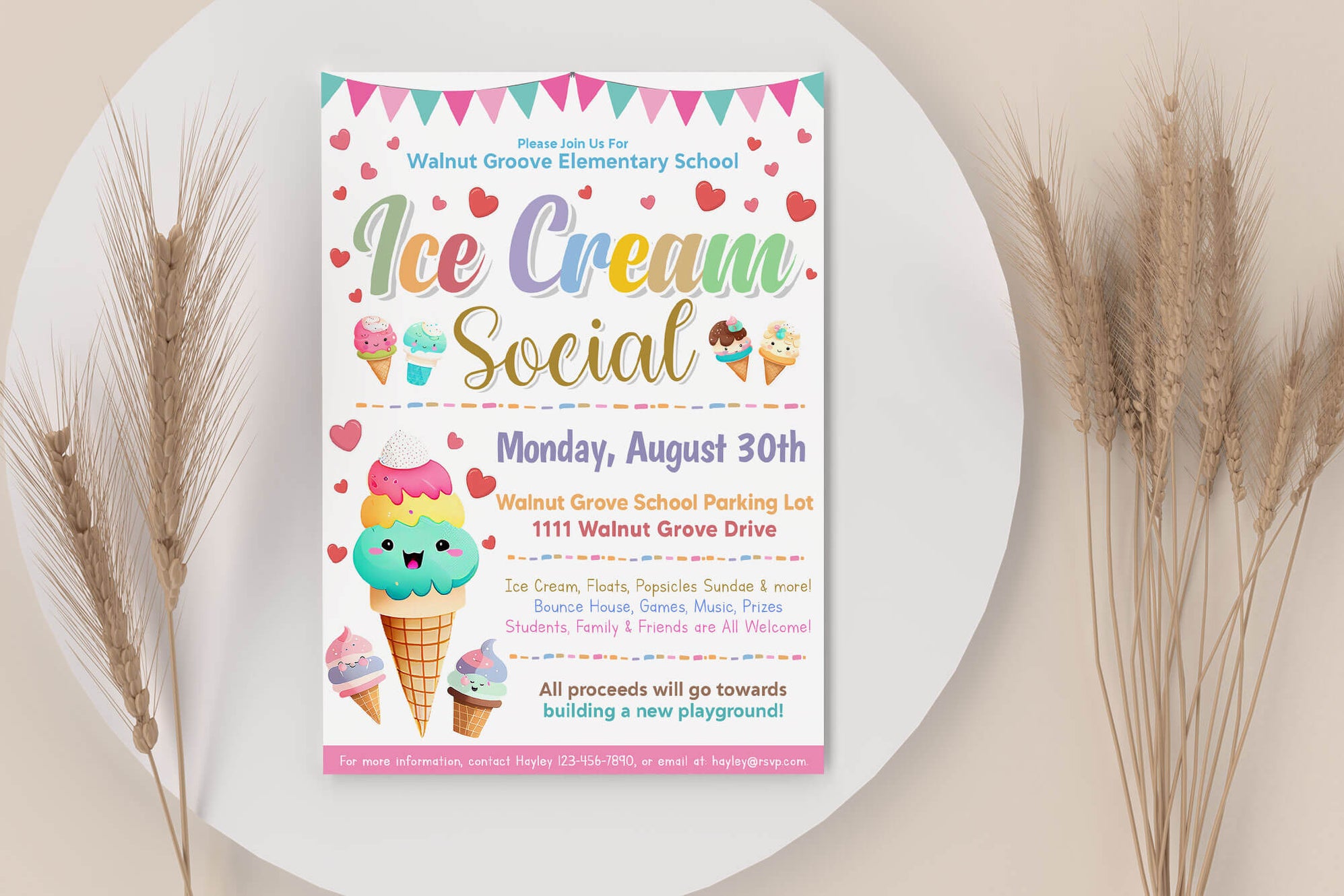 Invitation Social Program DIY Ice Cream Social Party Invite Template | Summer Ice Cream Party ...