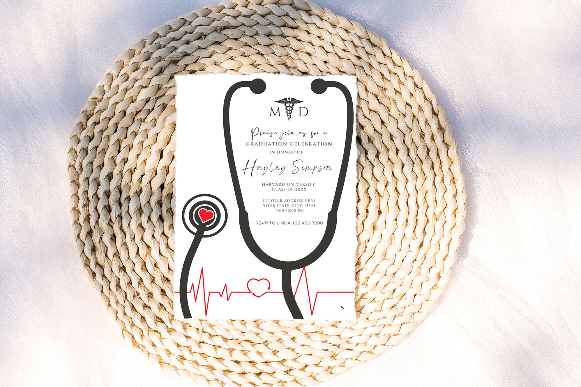 Medical Course Inviation Sample DIY Medical Graduation Invitation | Medical Doctor Grad Invite Template ...