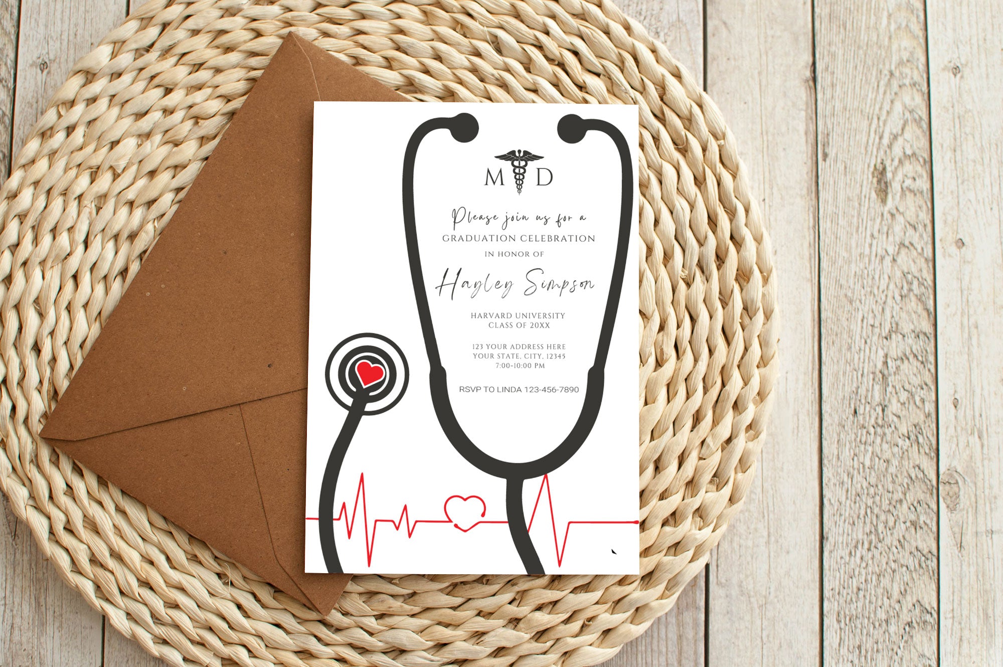 Medical Course Inviation Sample DIY Medical Graduation Invitation | Medical Doctor Grad Invite Template ...