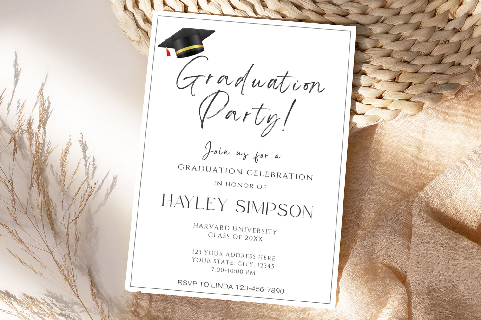 Diy Graduation Invitation Template Minimalist Style 