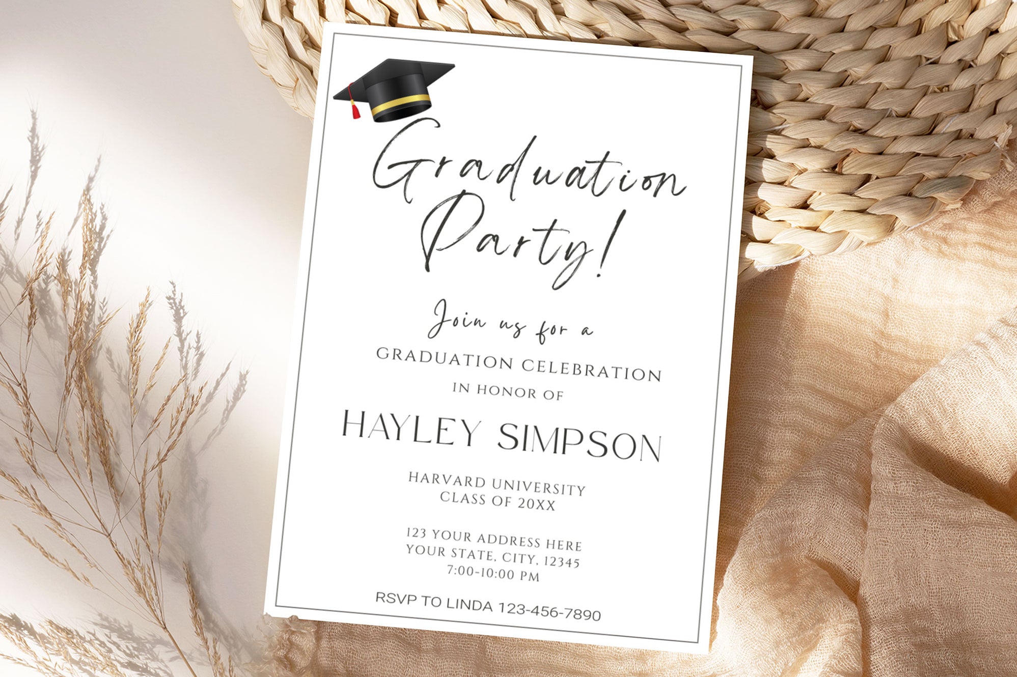DIY Graduation Invitation Template Minimalist Style | Grad Party Invite ...