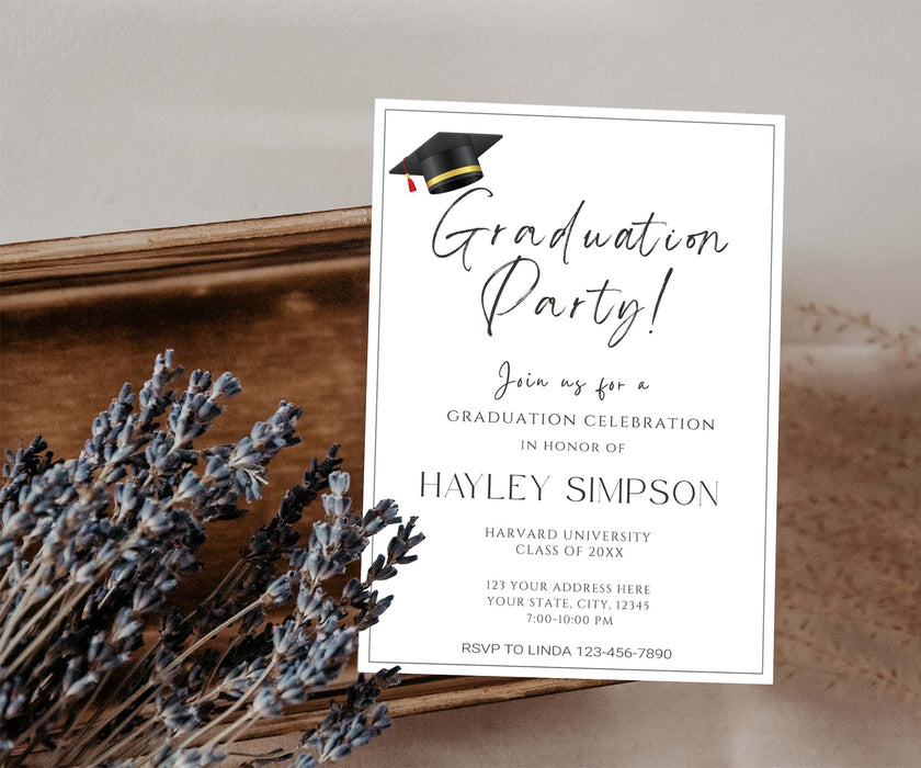 DIY Graduation Invitation Template Minimalist Style | Grad Party Invite - Posh Park DIY Graduation Invitation Template Minimalist Style | Grad Party Invite - Posh Park