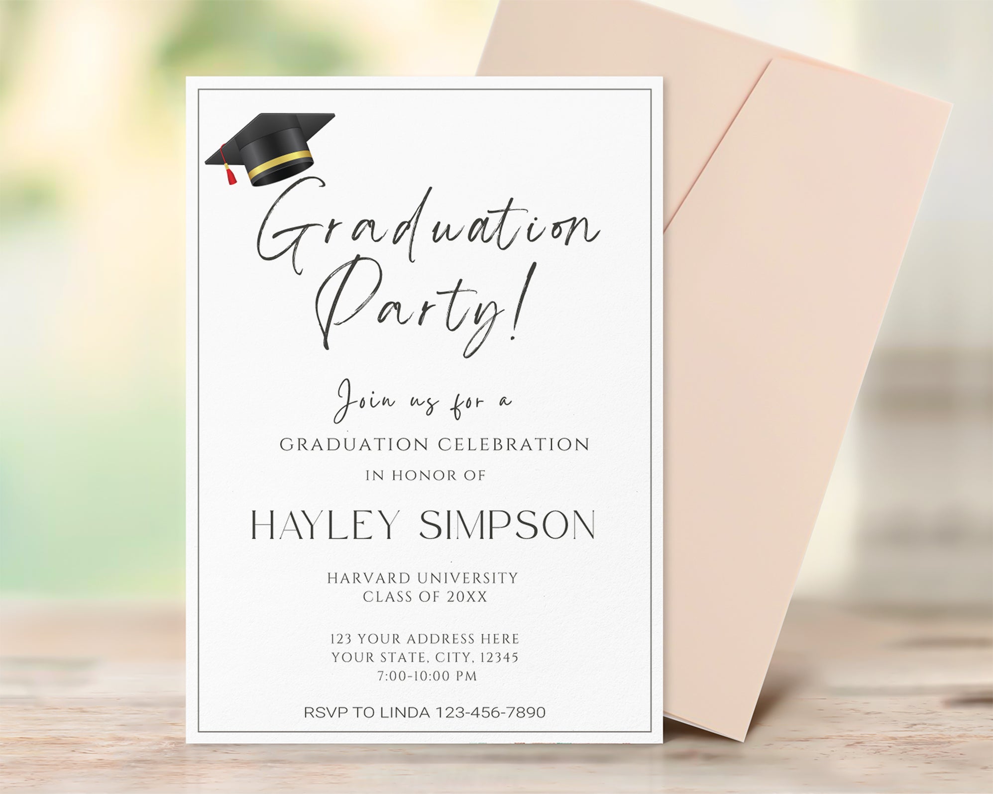 DIY Graduation Invitation Template Minimalist Style | Grad Party Invite ...