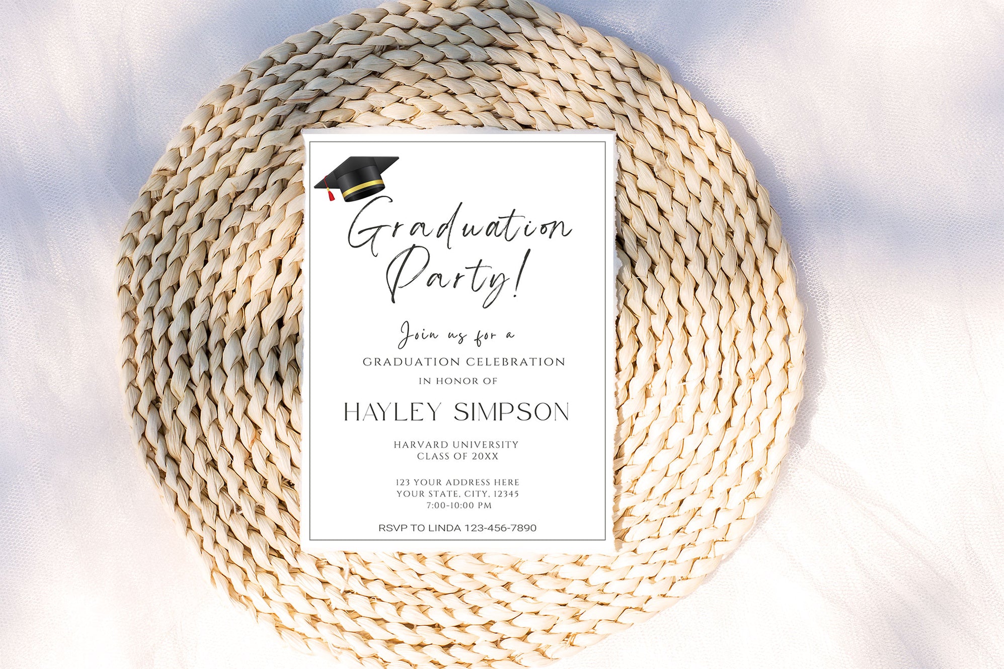 DIY Graduation Invitation Template Minimalist Style | Grad Party Invite ...