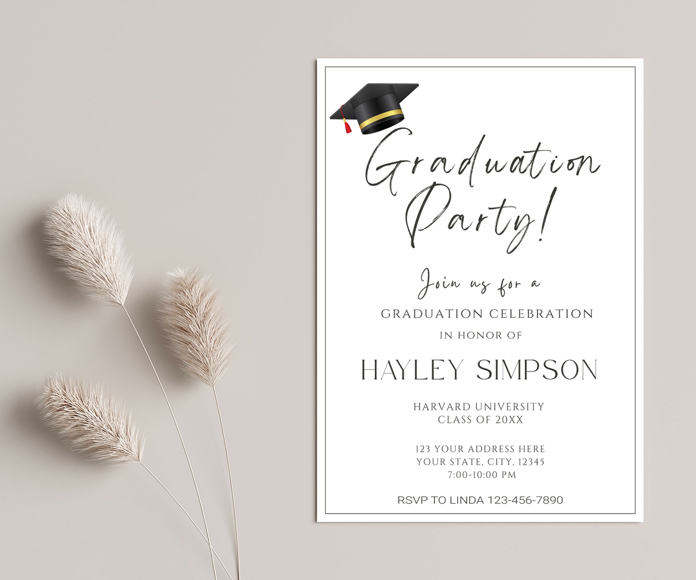 DIY Graduation Invitation Template Minimalist Style | Grad Party Invite ...