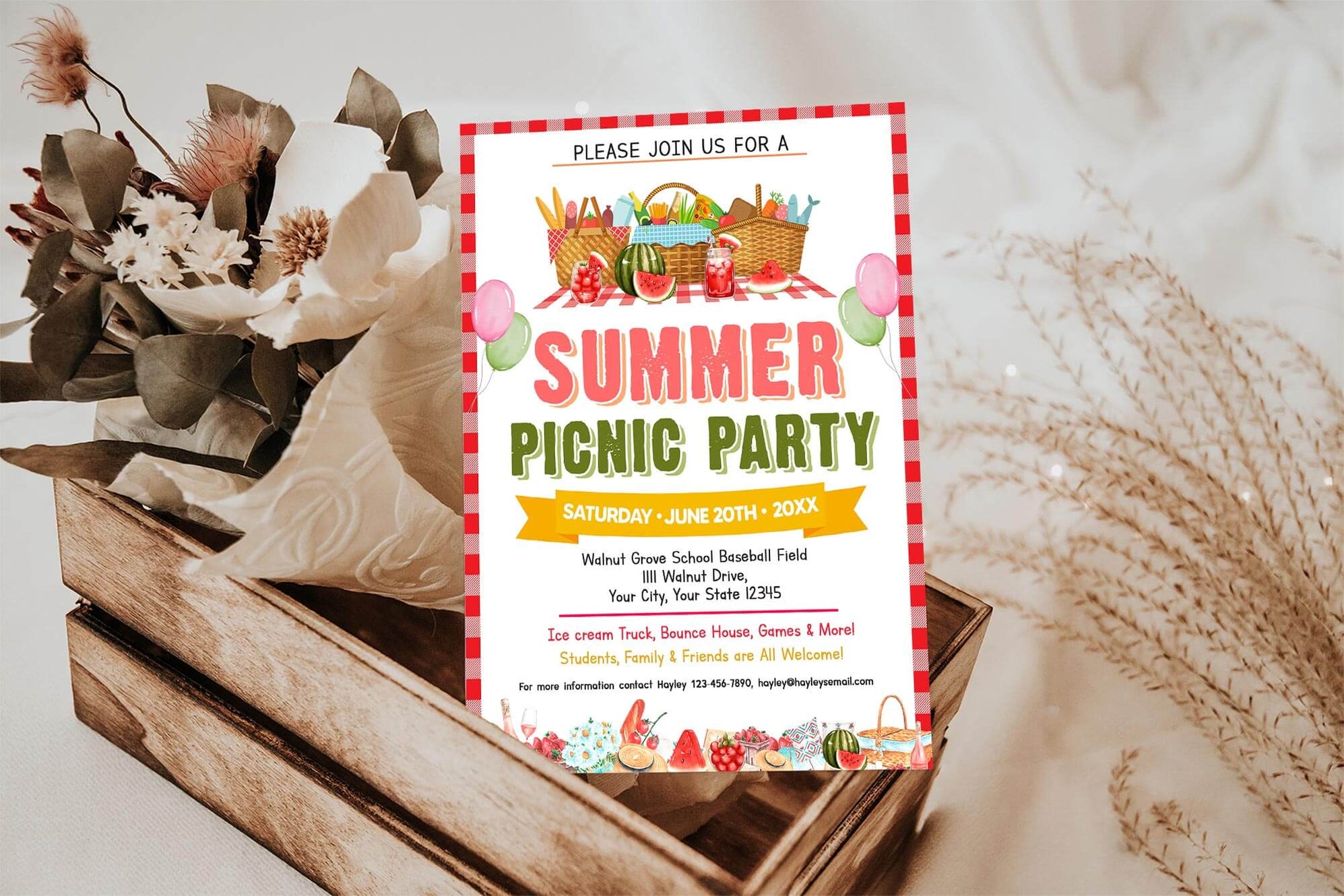 Customizable Summer Picnic Party Invitation Template | Summer Event ...