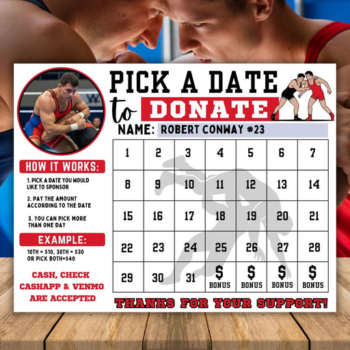 Editable wrestling fundraiser calendar template