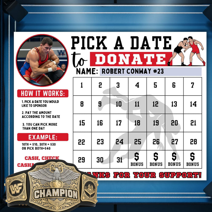 Canva editable wrestling fundraiser template