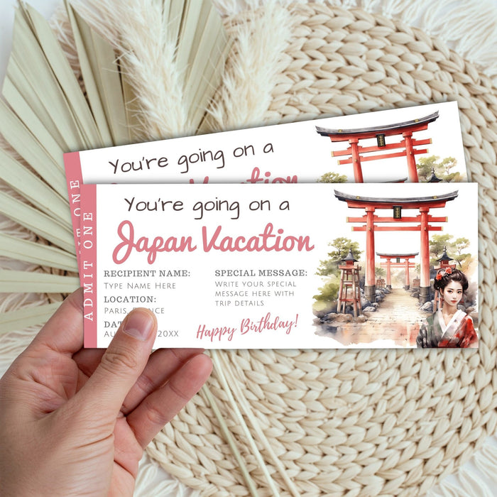 Editable vacation boarding pass Japan