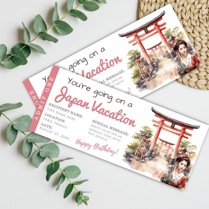 Personalized Japan travel boarding pass gift