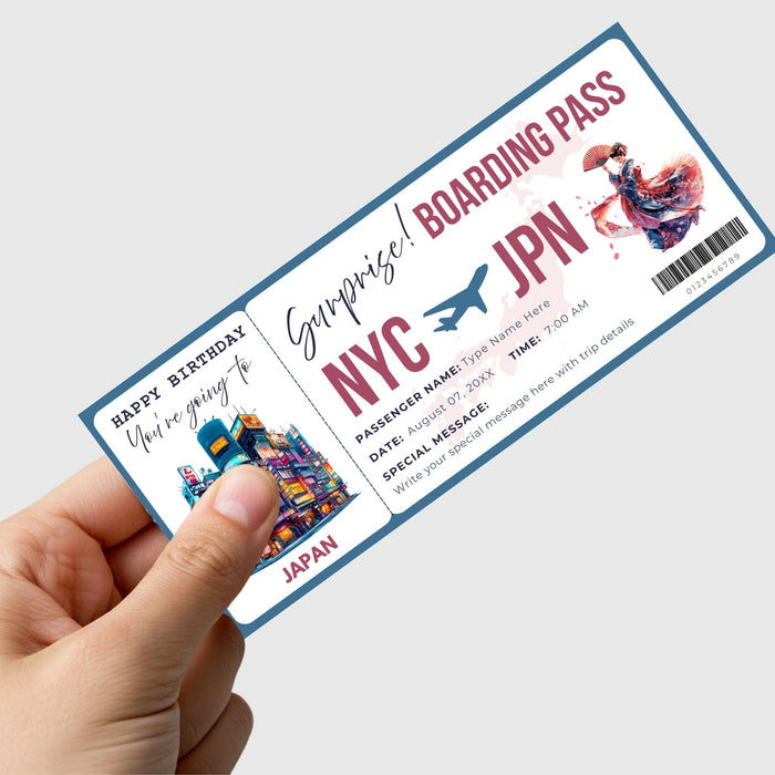 Japan travel boarding pass printable souvenir