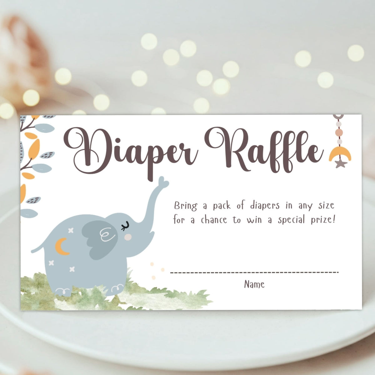 Customizable Elephant Diaper Raffle Ticket | Elephant Boho Animal Baby  Shower - Posh Park, image size:1200x1200