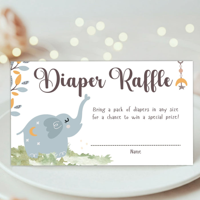 Customizable Elephant Diaper Raffle Ticket | Elephant Boho Animal Baby Shower - Posh Park customizable-elephant-diaper-raffle-ticket-elephant-boho-animal-baby-shower-posh-park