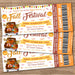 Customizable Fall Harvest Ticket Template | Fall Autumn Harvest Festival Ticket Invite