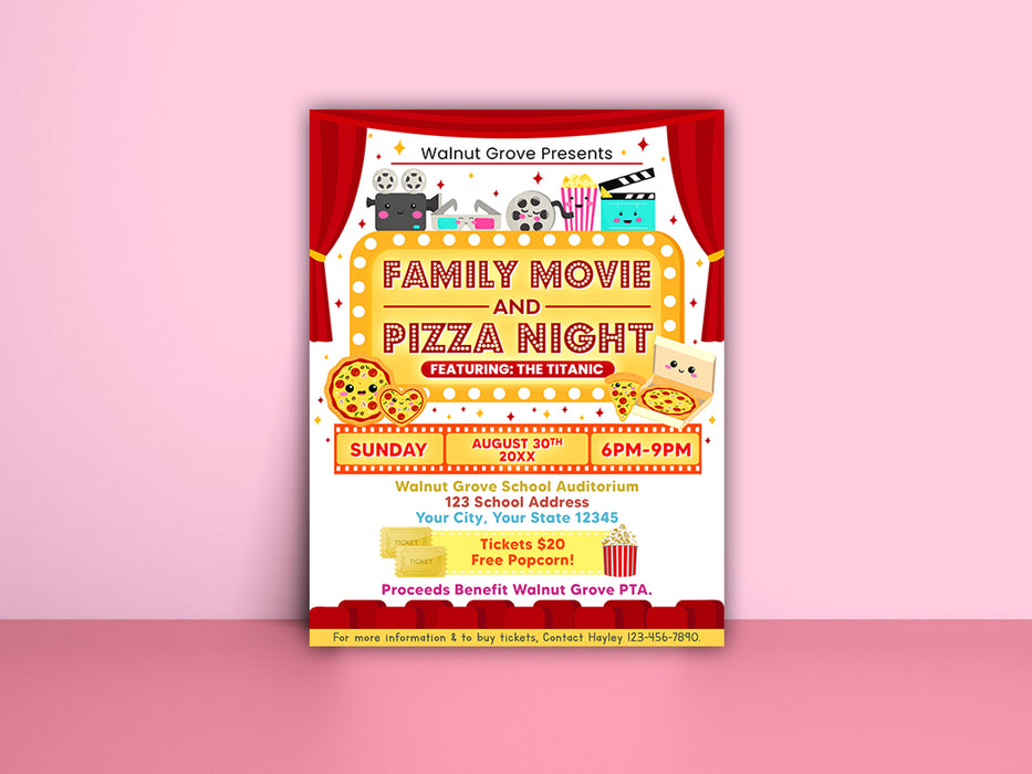 DIY Movie Night Invite Flyer Ticket Bundle | Movie Night Ticket and Flyer Set