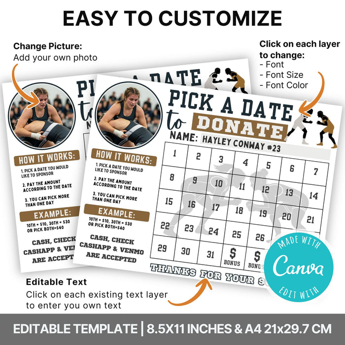 Booster club fundraiser calendar for girl wrestlers