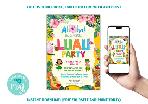 DIY Luau Party Invitation Template | Tropical Event Invite