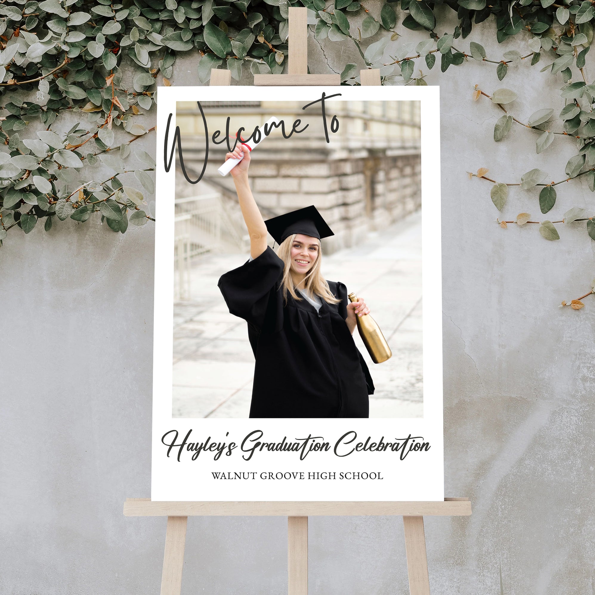 Graduation Digital Sign Minimalist Graduation Welcome Sign With Photo | Digital Graduation ...