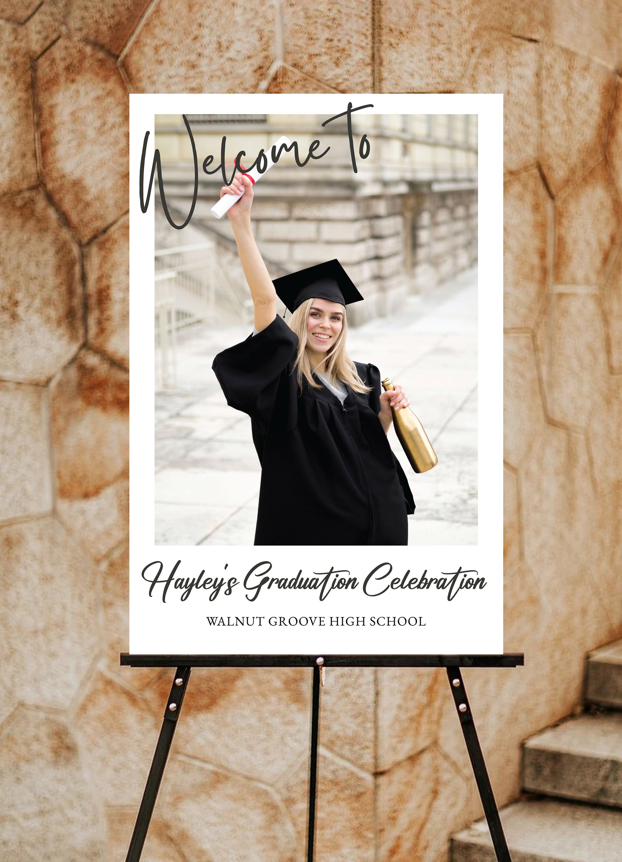 Graduation Digital Sign Minimalist Graduation Welcome Sign With Photo | Digital Graduation ...