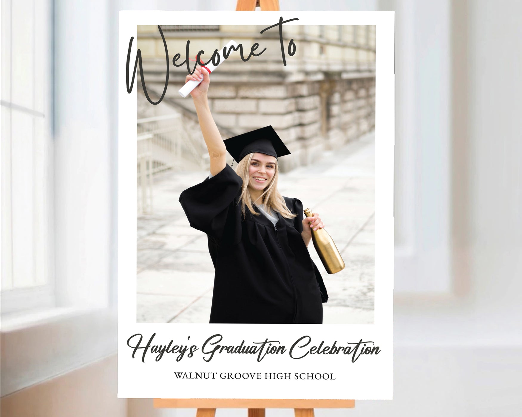 Graduation Promo Sign Minimalist Graduation Welcome Sign With Photo | Digital Graduation ...