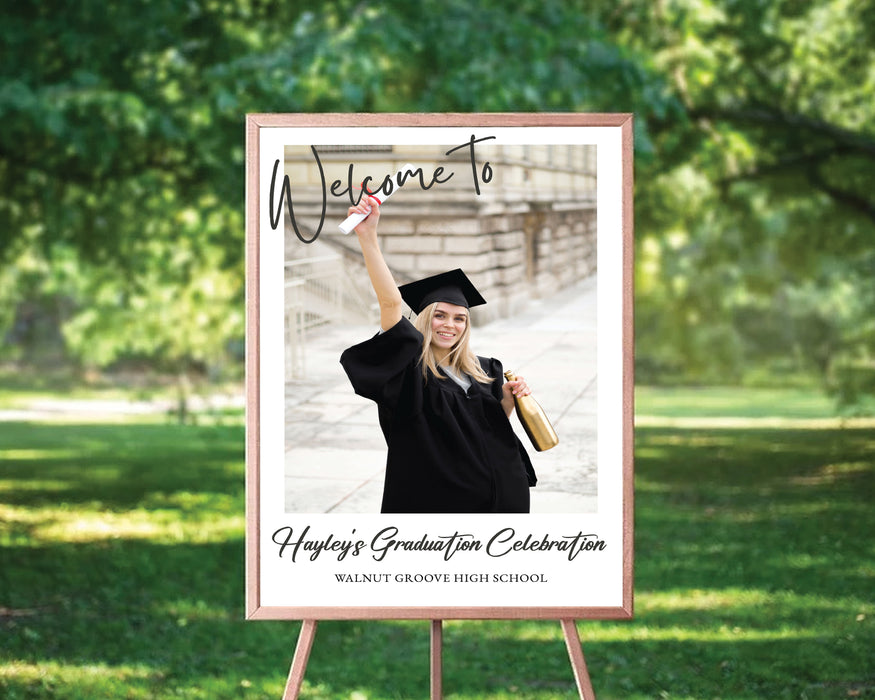 Graduation Sign Examples Minimalist Graduation Welcome Sign With Photo | Digital Graduation ...