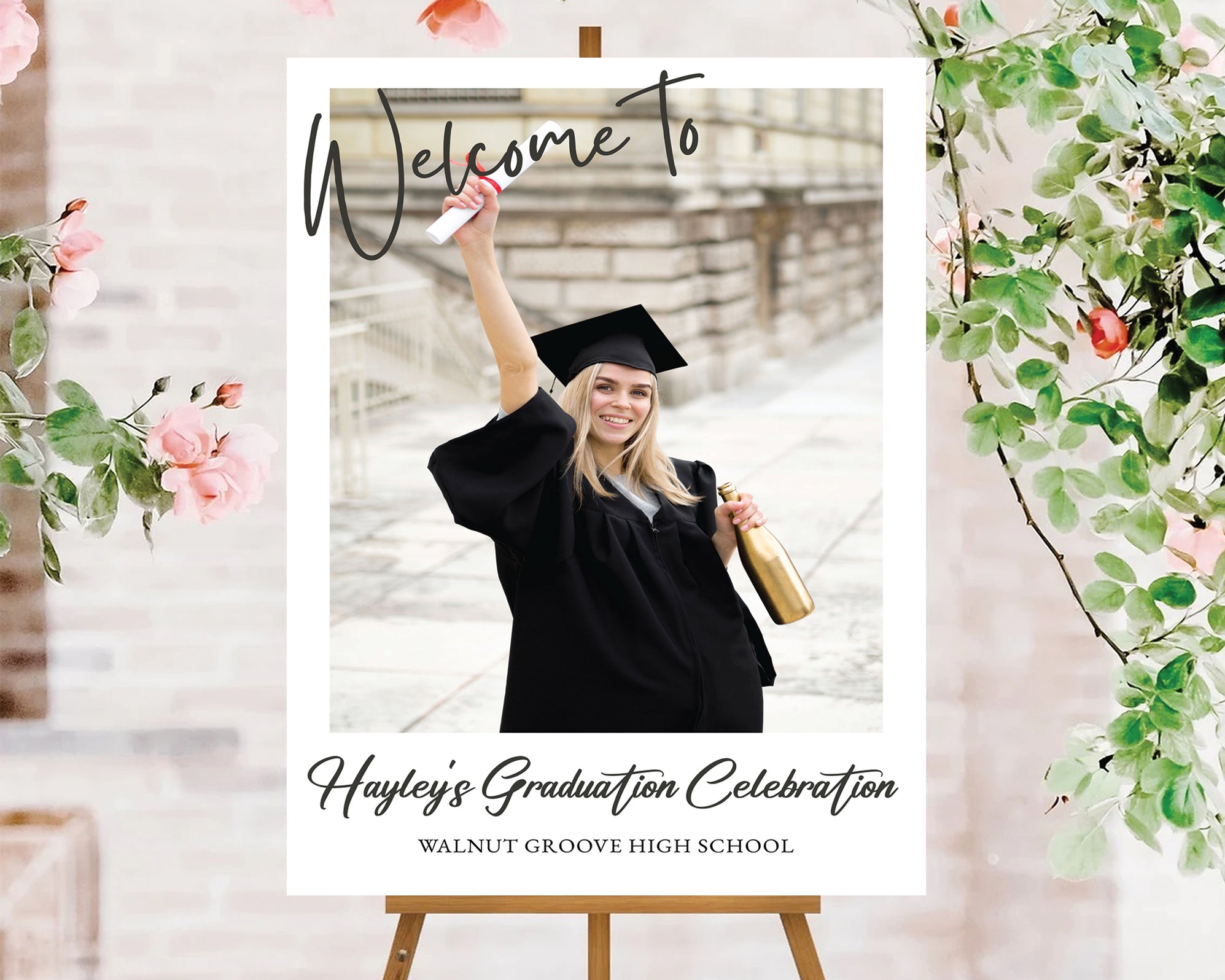 Minimalist Graduation Welcome Sign With Photo | Digital Graduation ...