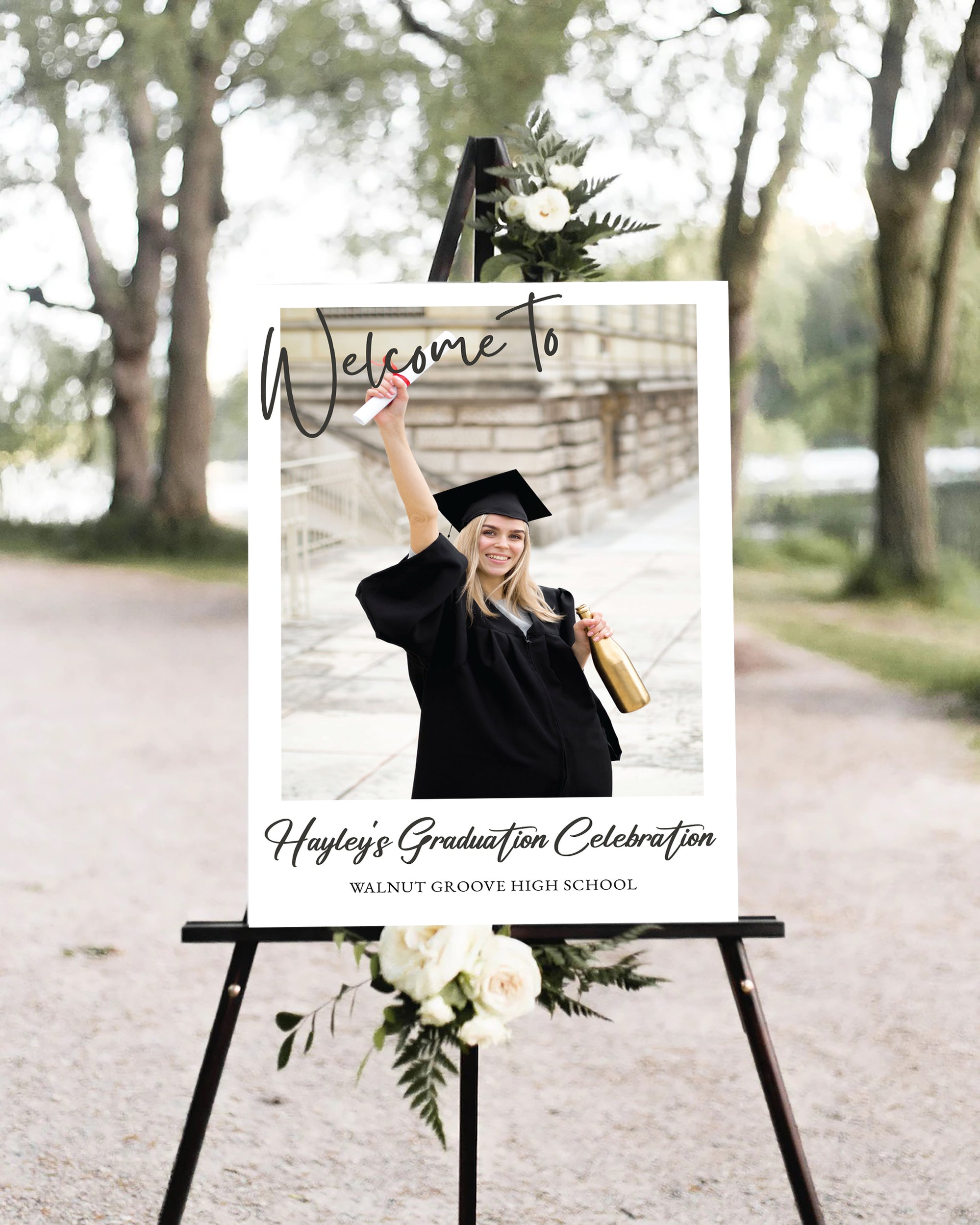 Graduation Digital Sign Minimalist Graduation Welcome Sign With Photo | Digital Graduation ...