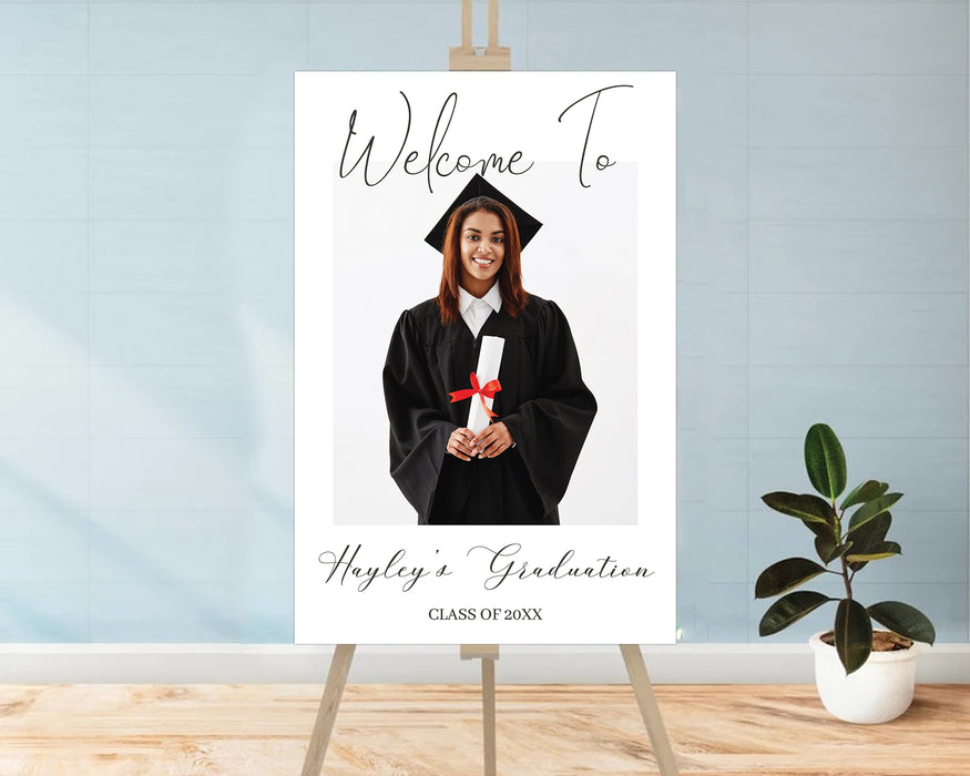 Customizable Graduation Welcome Sign With Photo | Grad Announcement Digital Poster