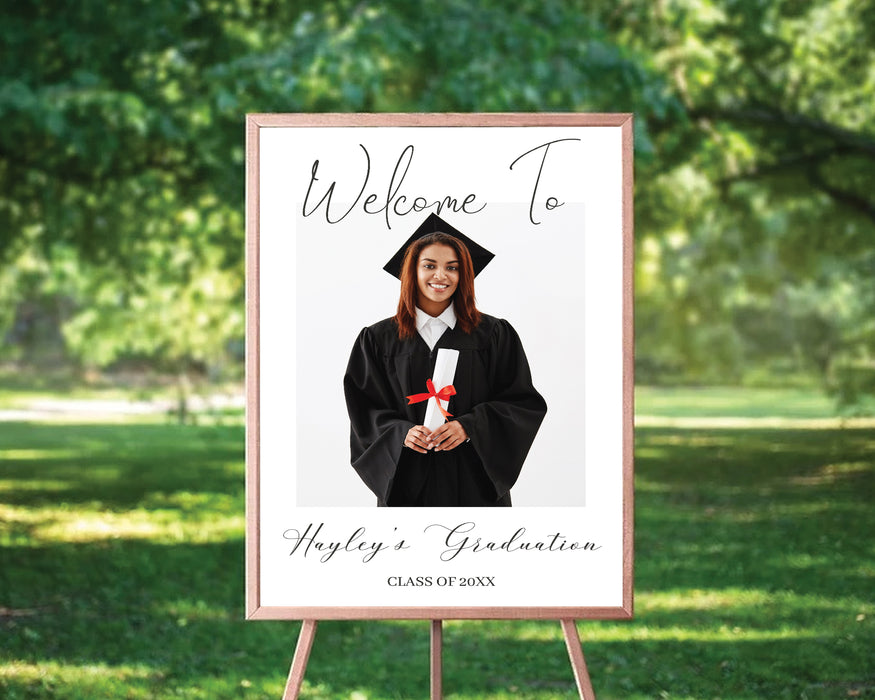 Customizable Graduation Welcome Sign With Photo | Grad Announcement Digital Poster