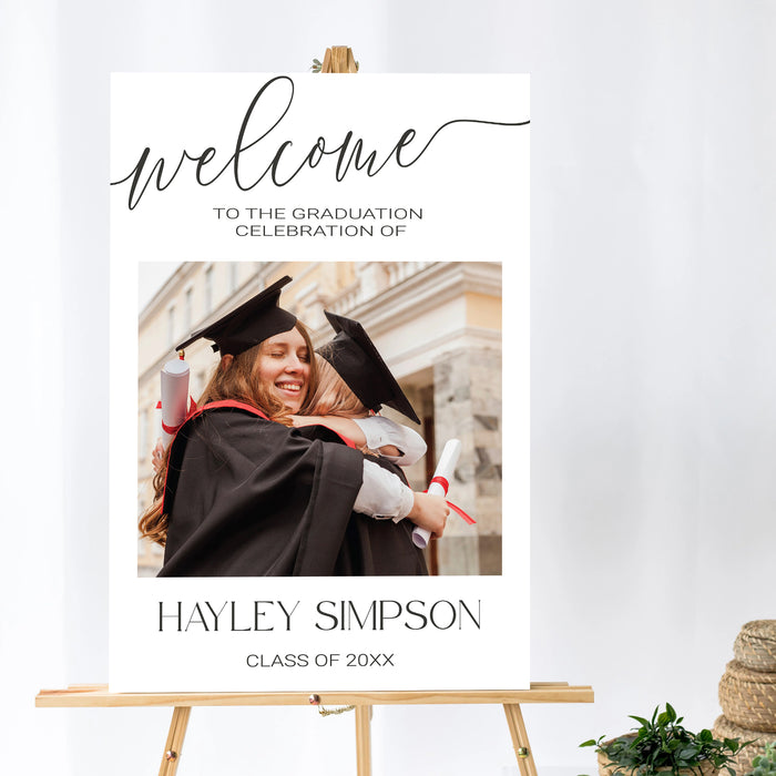 DIY Graduation Welcome Sign With Photo | Digital Grad Welcome Party Poster