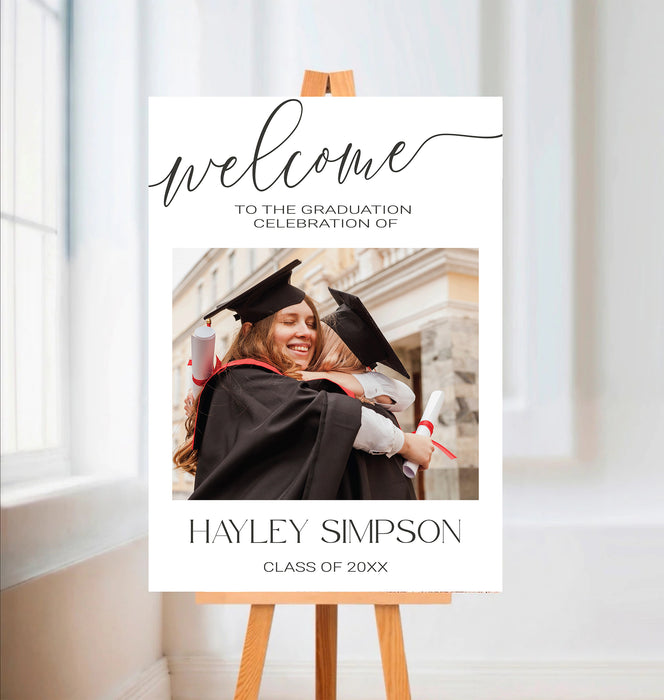 DIY Graduation Welcome Sign With Photo | Digital Grad Welcome Party Poster