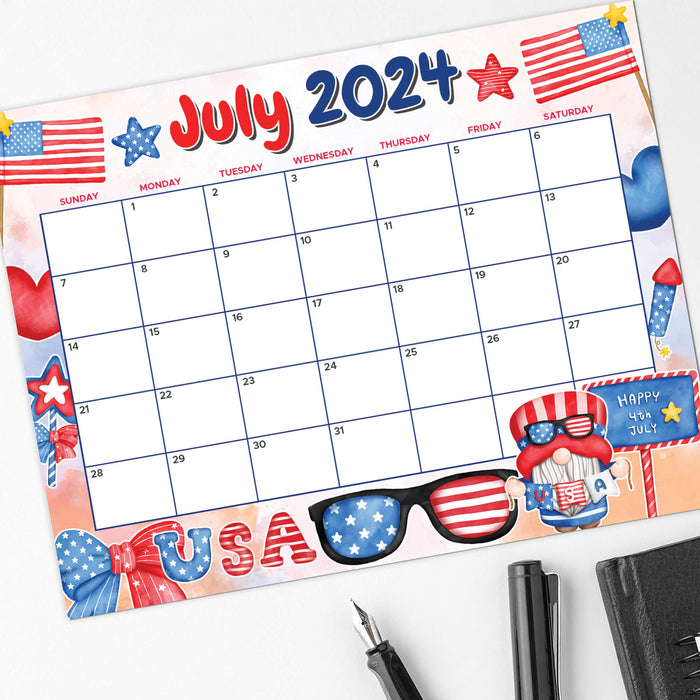 Printable Patriotic Calendar Printable Patriotic Calendar