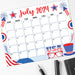 PDF Patriotic Themed July Calendar | Printable 4th of July Independence Monthly Planner