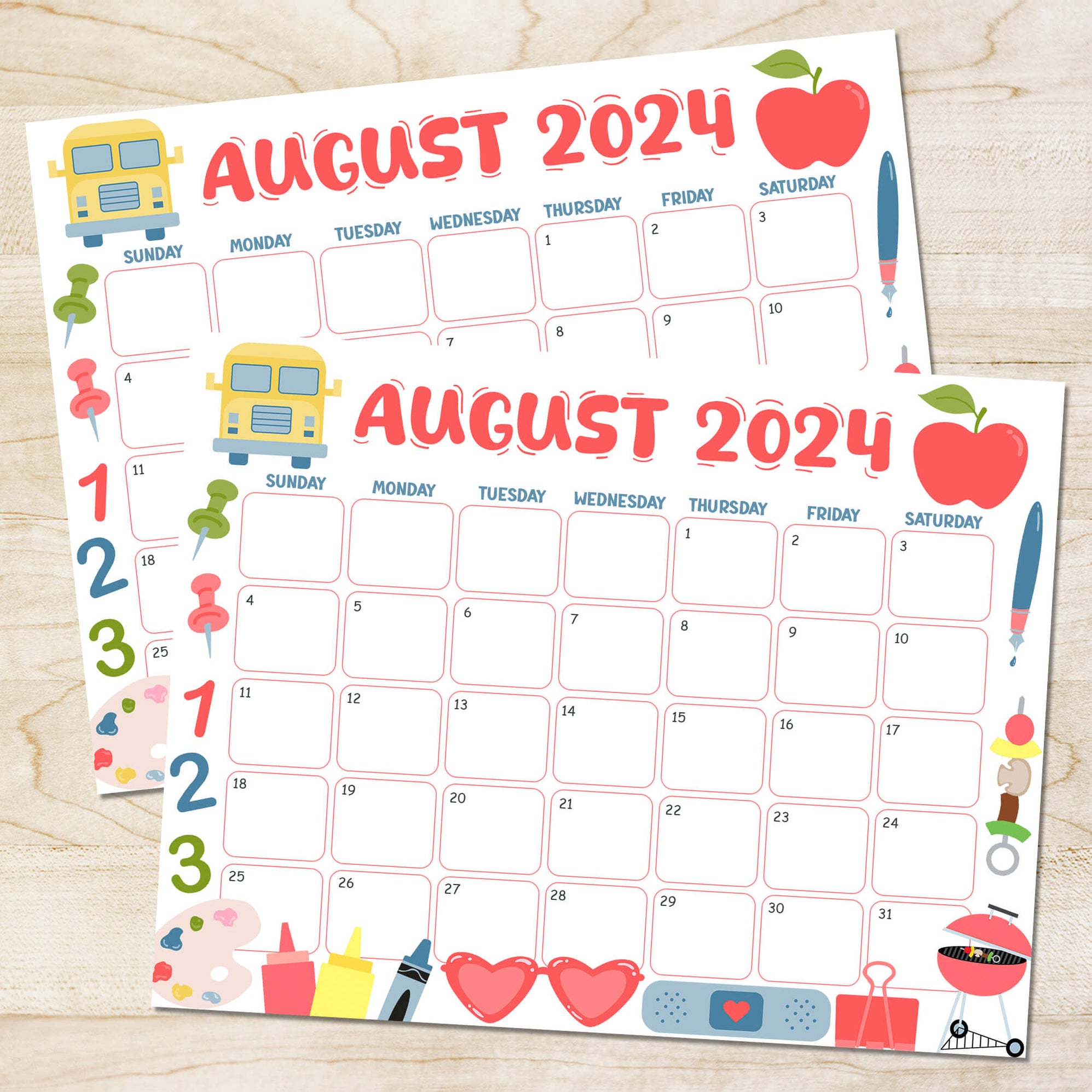 PDF Back To School August 2024 Calendar Printable August Academic