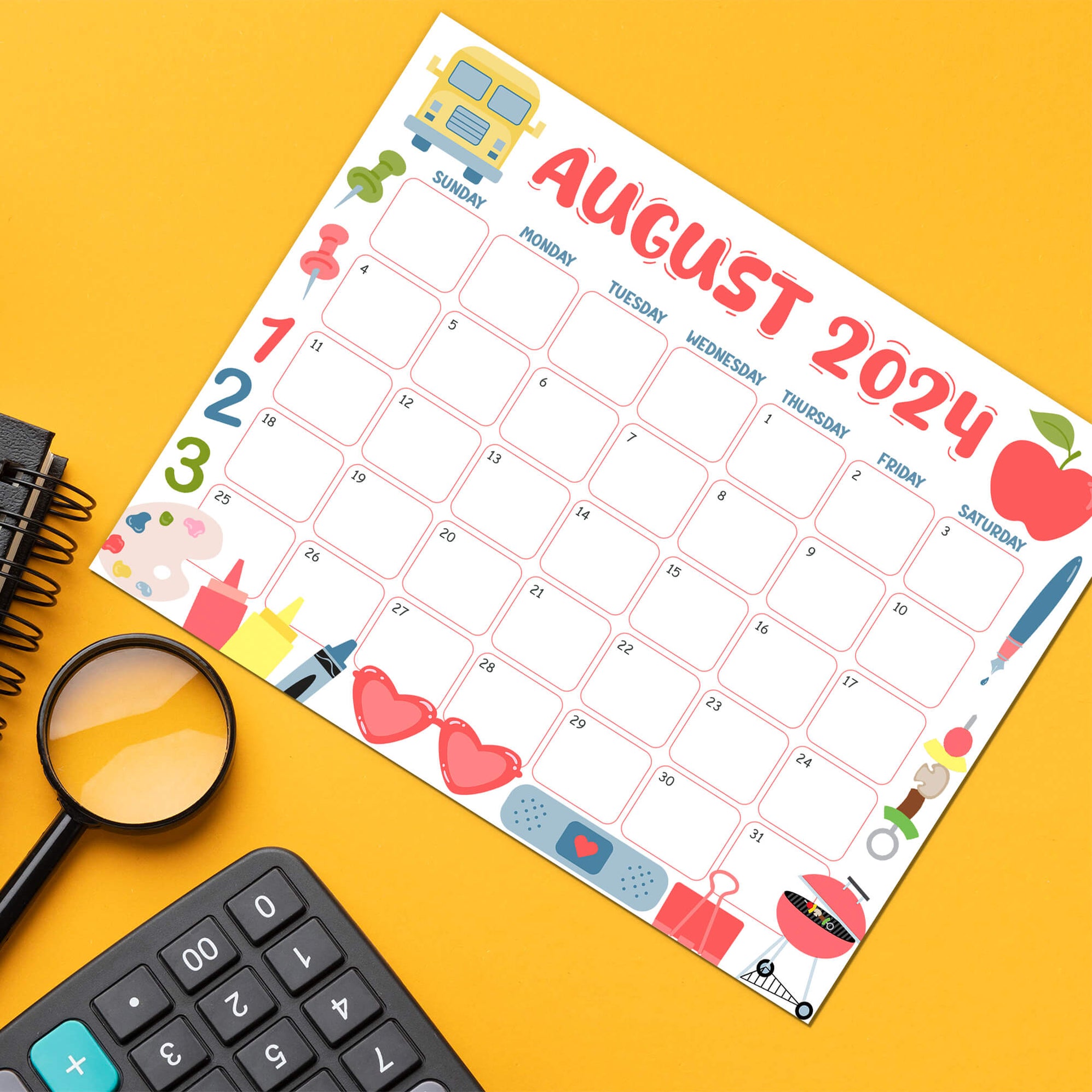 PDF Back To School August 2024 Calendar Printable August Academic