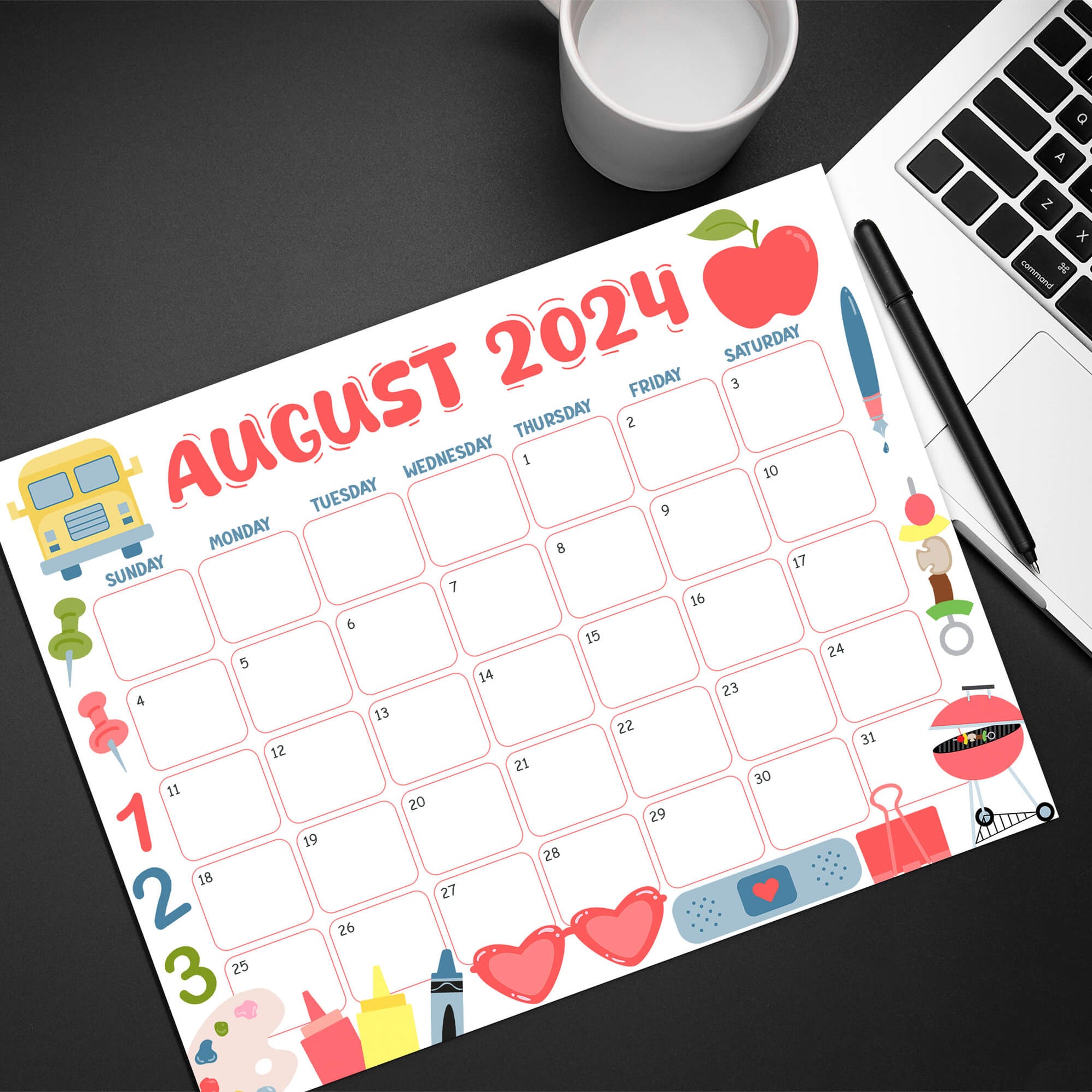 PDF Back To School August 2024 Calendar Printable August Academic