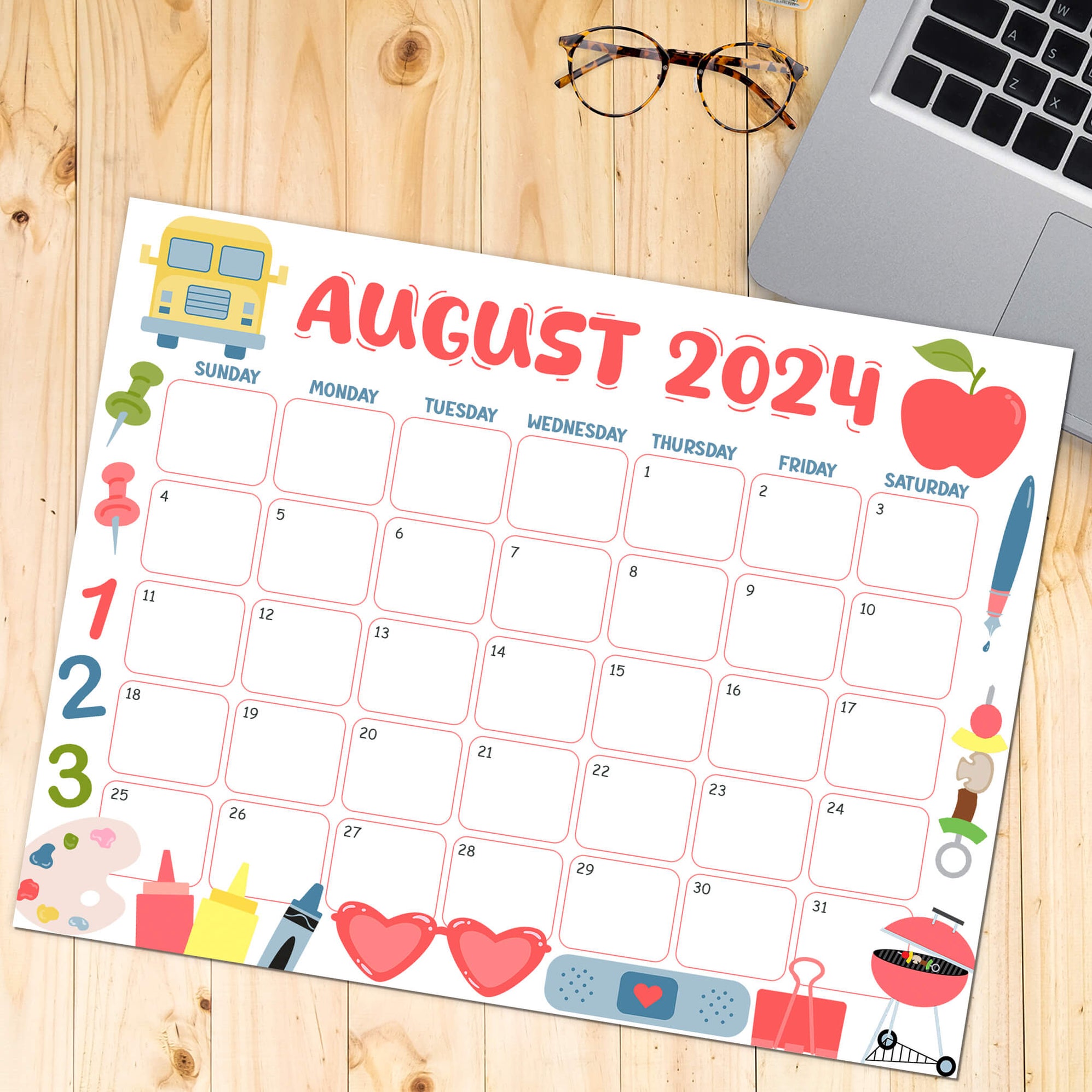 PDF Back To School August 2024 Calendar Printable August Academic