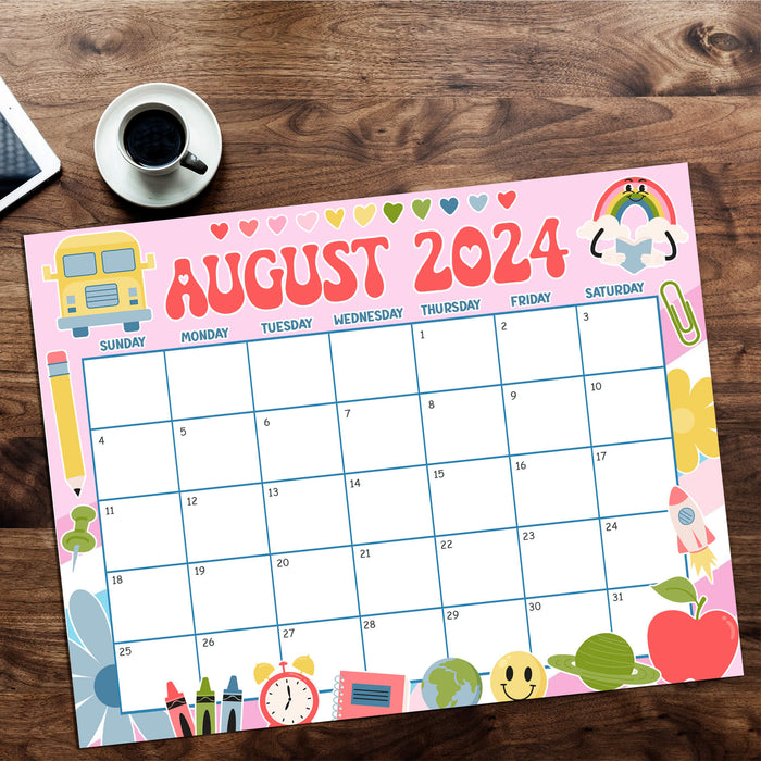 PDF Back To School Themed August 2024 Calendar | Printable August School Days Academic Planner Calendar - Posh Park pdf-back-to-school-themed-august-2024-calendar-printable-august-school-days-academic-planner-calendar-posh-park