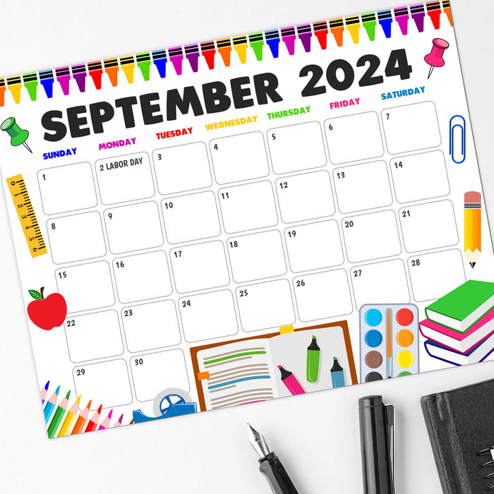 Back to School September 2024 Printable Calendar