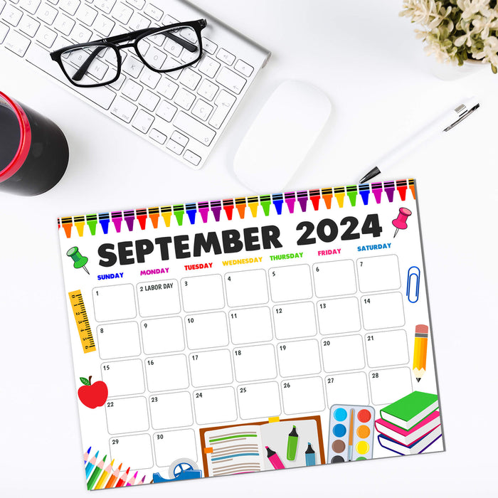 Back to School September 2024 Printable Calendar