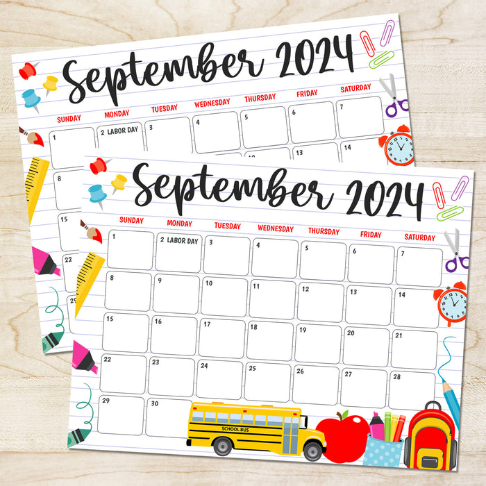 September 2024 Calendar for Back to School Planning