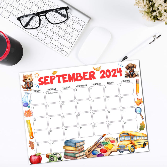 Printable September 2024 Back to School Calendar