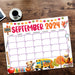 Academic Back to School Printable Calendar September 2024