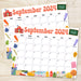 Printable Back to School Theme September 2024 Calendar