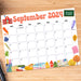 Printable Back to School Theme September 2024 Calendar