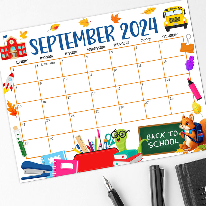 September 2024 Calendar for Back to School Theme Calendar Planner